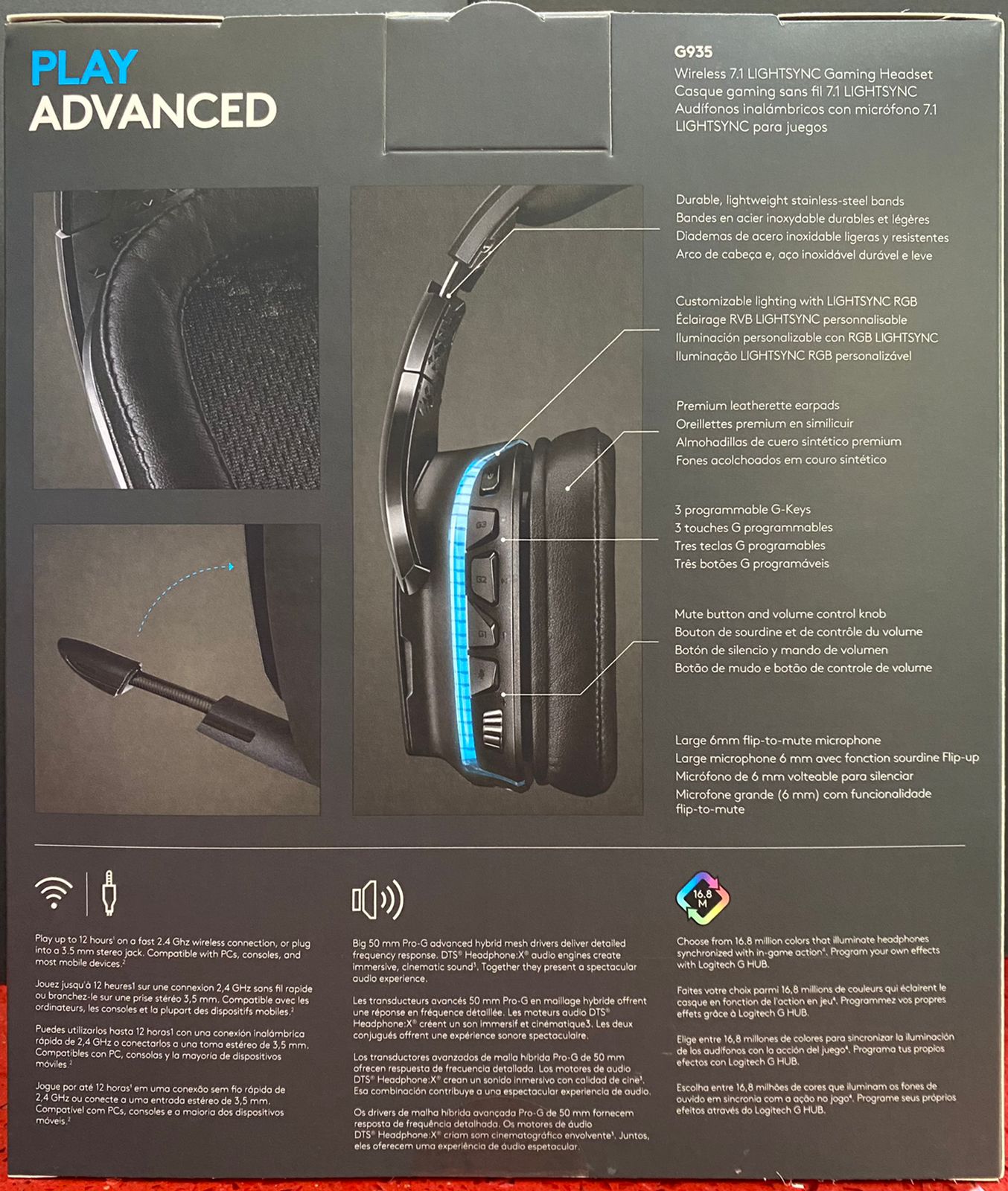 Headset Auricular G935 RGB Inalambrico y 3.5mm Negro Logitech – GameStation