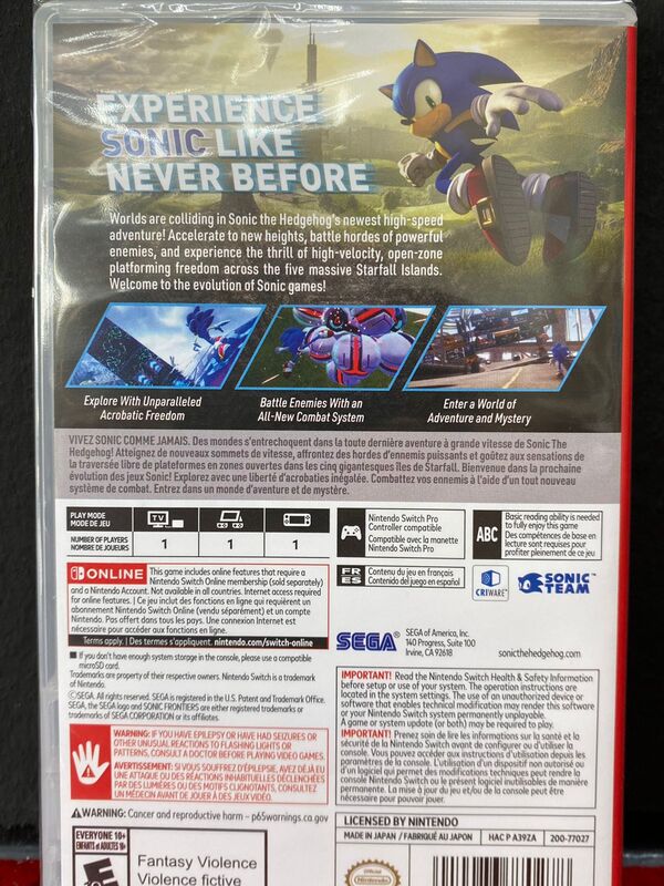 Switch Sonic Frontiers GameStation