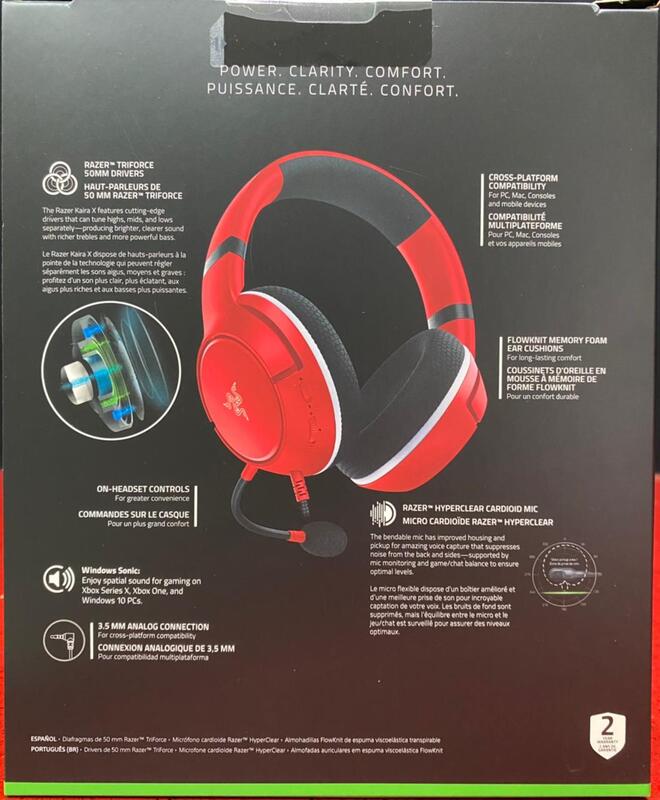XBOX Headset Auricular Kaira X Alambrico 3.5mm Pulse Red Razer