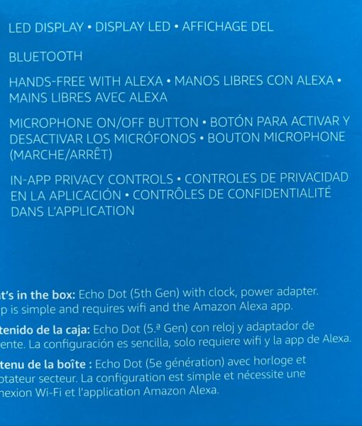 Parlante Echo Dot 5 con Reloj Alexa Blanco  – GameStation