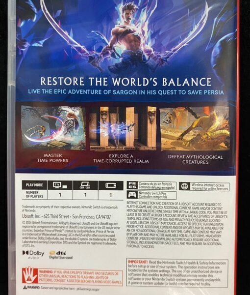Jeu Nintendo Switch Prince Of Persia: The Lost Crown - état Parfait - Référence @431GG251025
